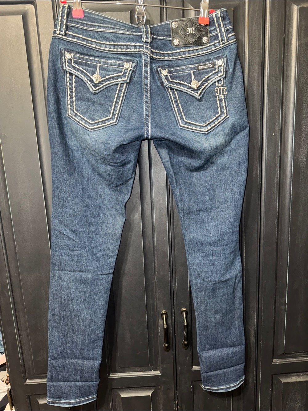 Miss Me Indigo Skinny Jeans with Contrasting White Stitching - 27